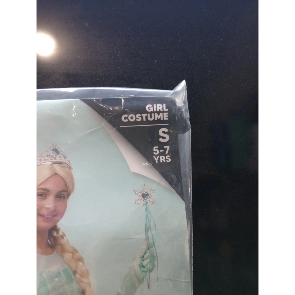 Girls Princess Costume Elsa Style Spooktacular Creations Size S 5-7 Dress Wig...